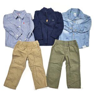 Carter’s Boys 5pc Outfit Bundle – 24M Shirts, Sweater & Pants – Like New